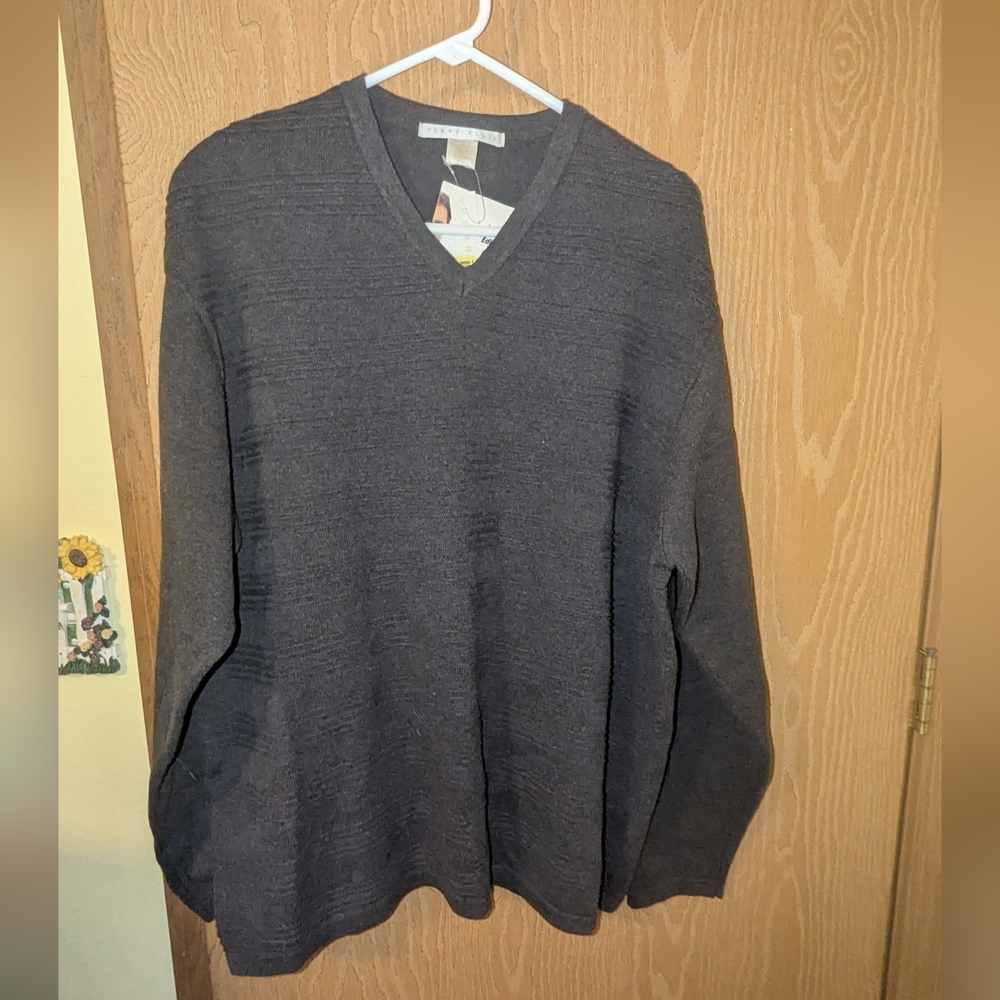 NWT Perry Ellis Gray V-Neck Sweater Men's XL